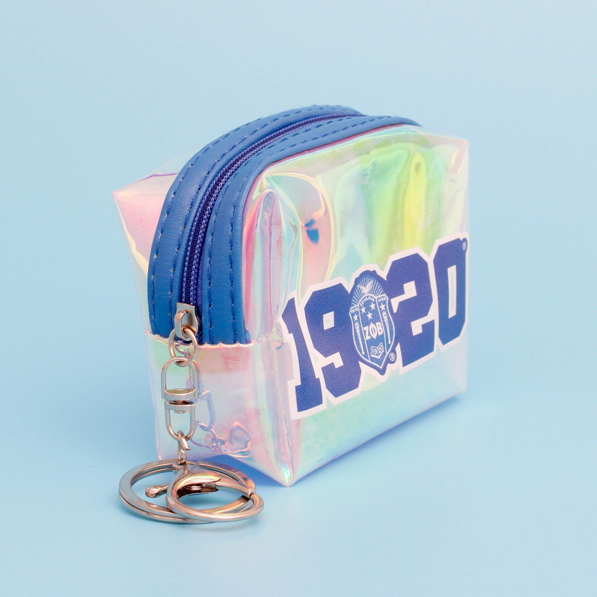 ZPB Sorority Iridescent Zipper Pouch Keychain Clip - Premium Zeta Phi Beta Paraphernalia from Pinktown - Just $10! Shop now at chiquestyles