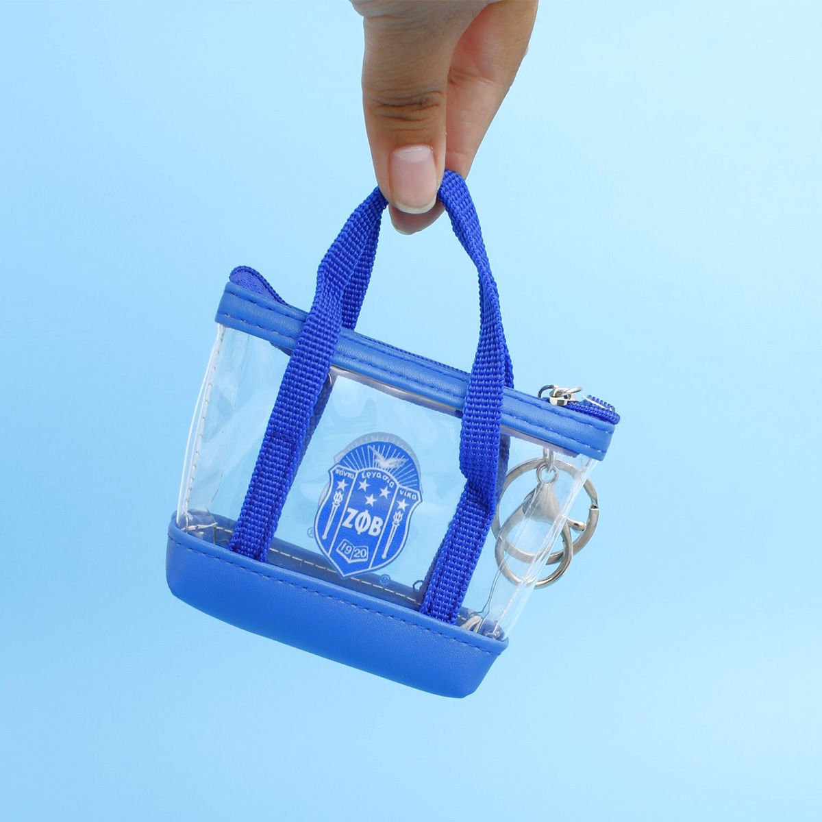 ZPB Sorority Mini Tote Zipper Pouch Keychain Clip - Premium Zeta Phi Beta Paraphernalia from Pinktown - Just $10! Shop now at chiquestyles