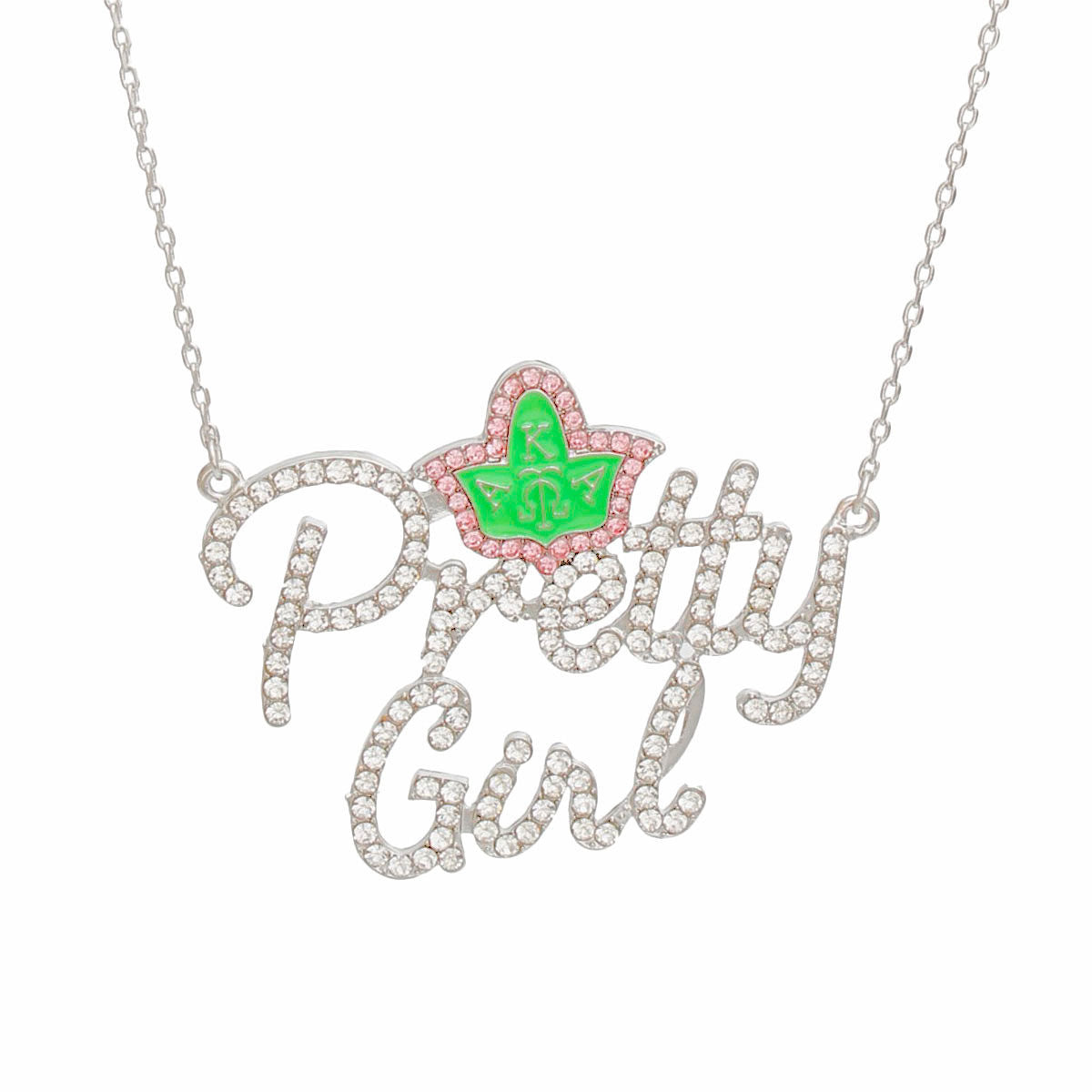 AKA Pretty Girl Clear Pendant Necklace Women - Premium AKA Sorority Paraphernalia from Pinktown - Just $15! Shop now at chiquestyles