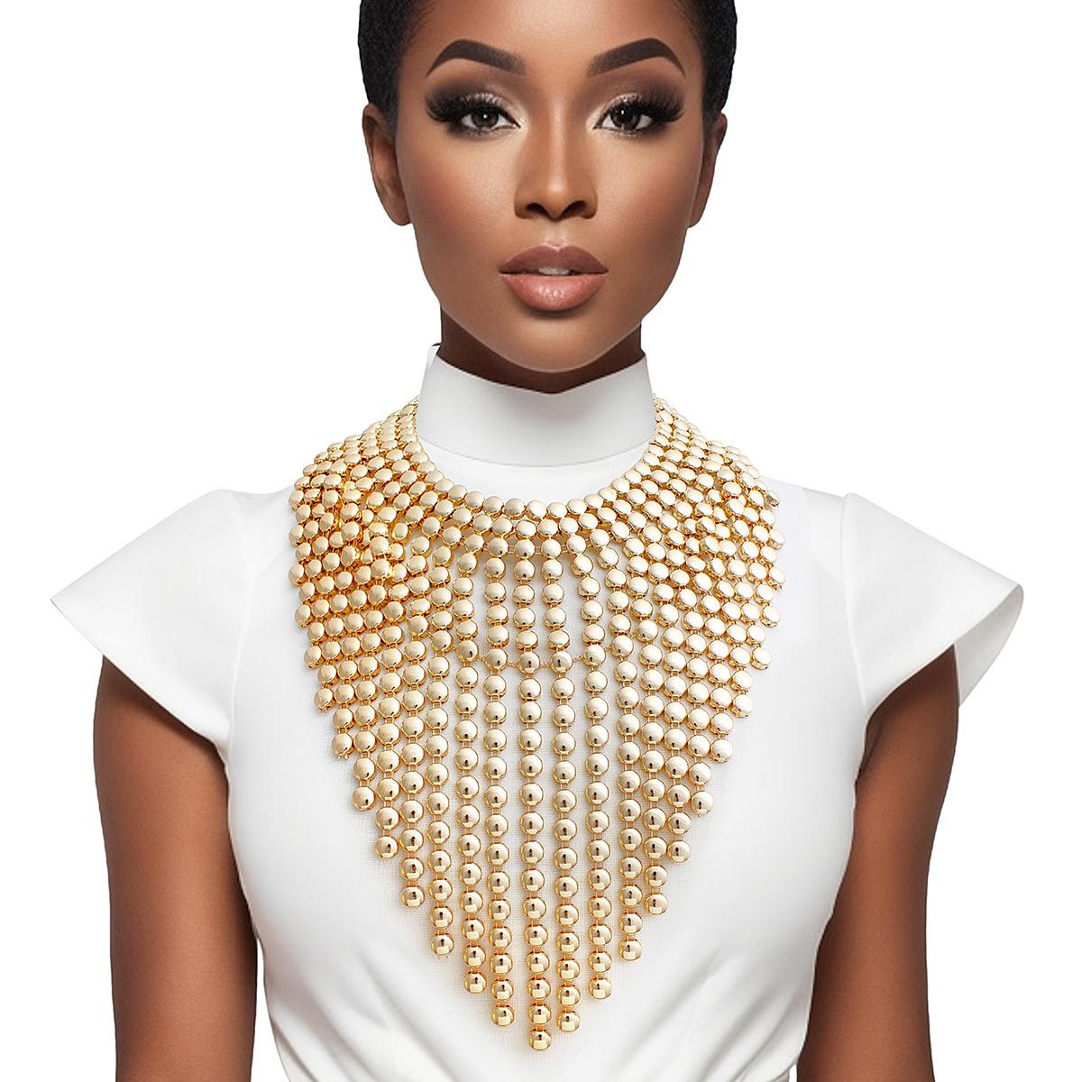 Chainmail Choker Gold Fringe Set for Women - Premium Wholesale Jewelry from Pinktown - Just $26! Shop now at chiquestyles