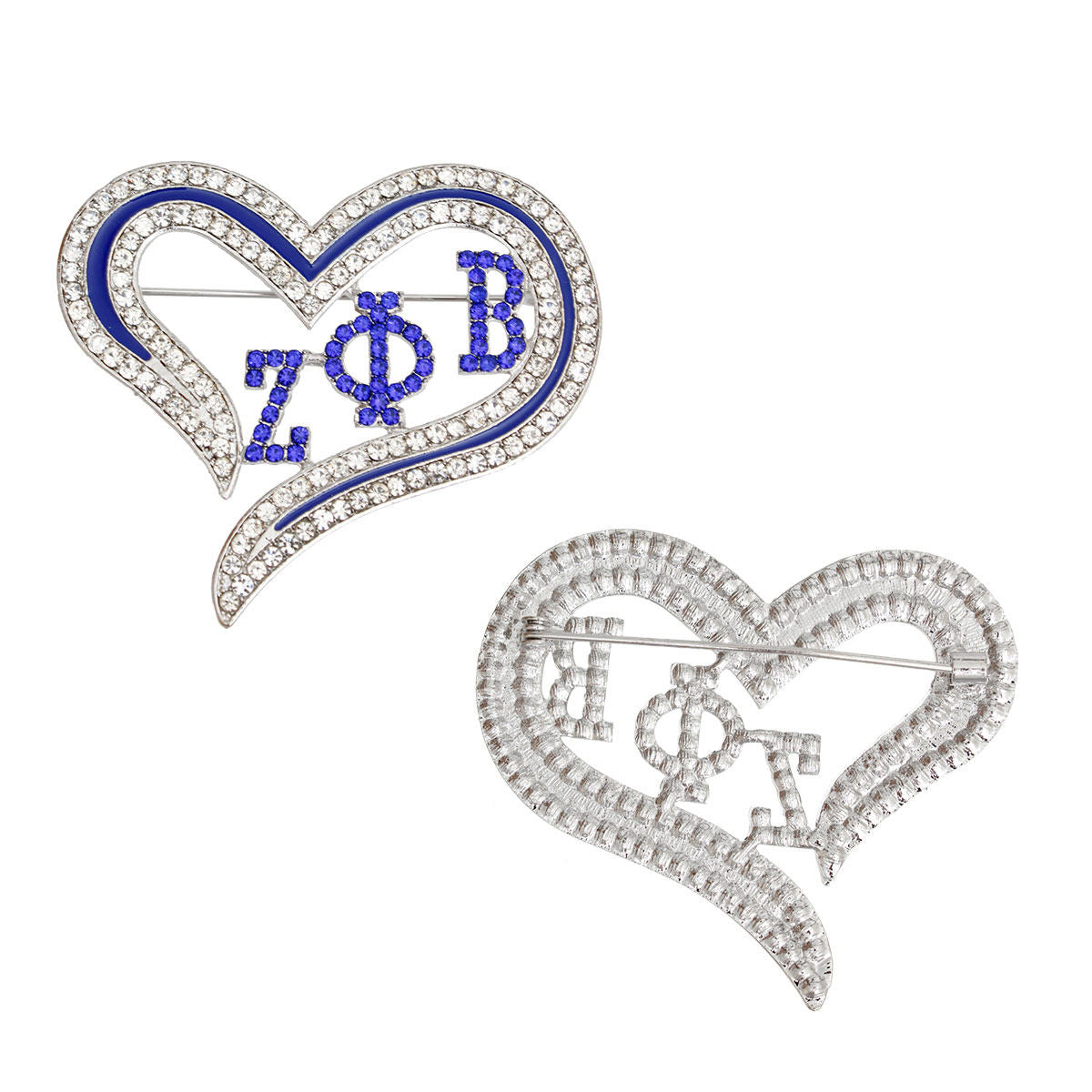 ZPB Sorority Heart Blue Bling Brooch for Women - Premium Zeta Phi Beta Paraphernalia from Pinktown - Just $12! Shop now at chiquestyles