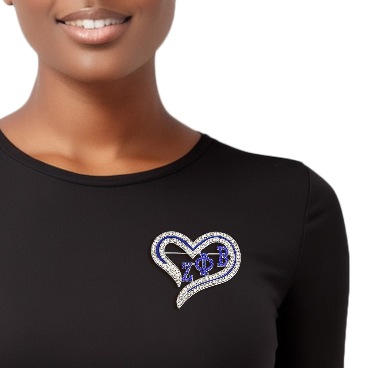 ZPB Sorority Heart Blue Bling Brooch for Women - Premium Zeta Phi Beta Paraphernalia from Pinktown - Just $12! Shop now at chiquestyles