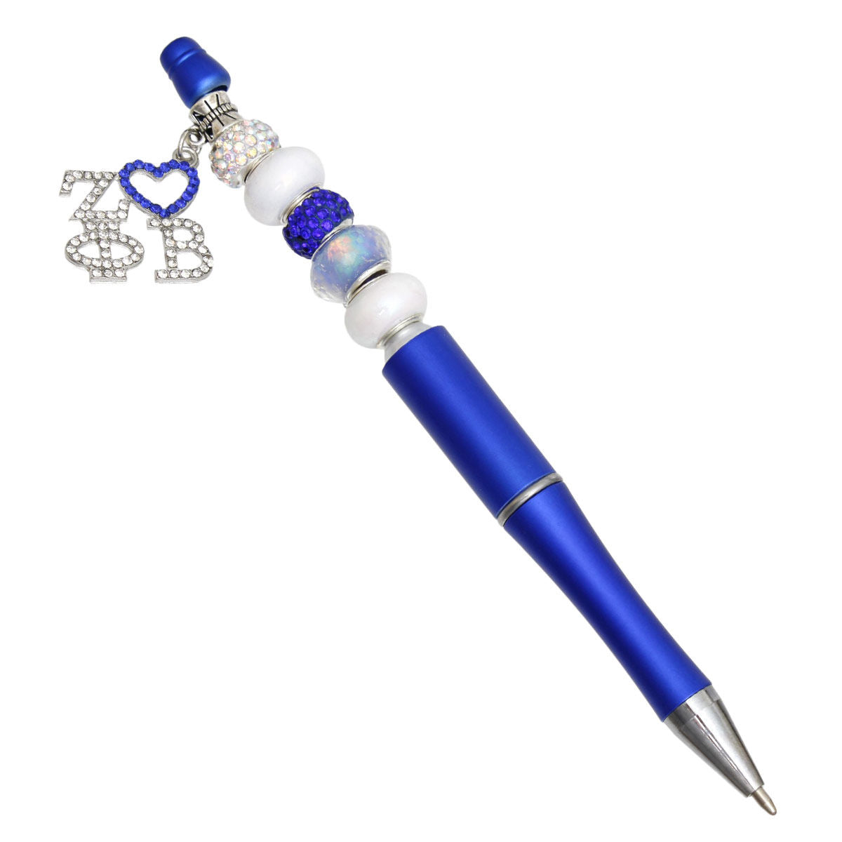 ZPB Sorority Bling Bead and Charm Blue Pen - Premium Zeta Phi Beta Paraphernalia from Pinktown - Just $13! Shop now at chiquestyles