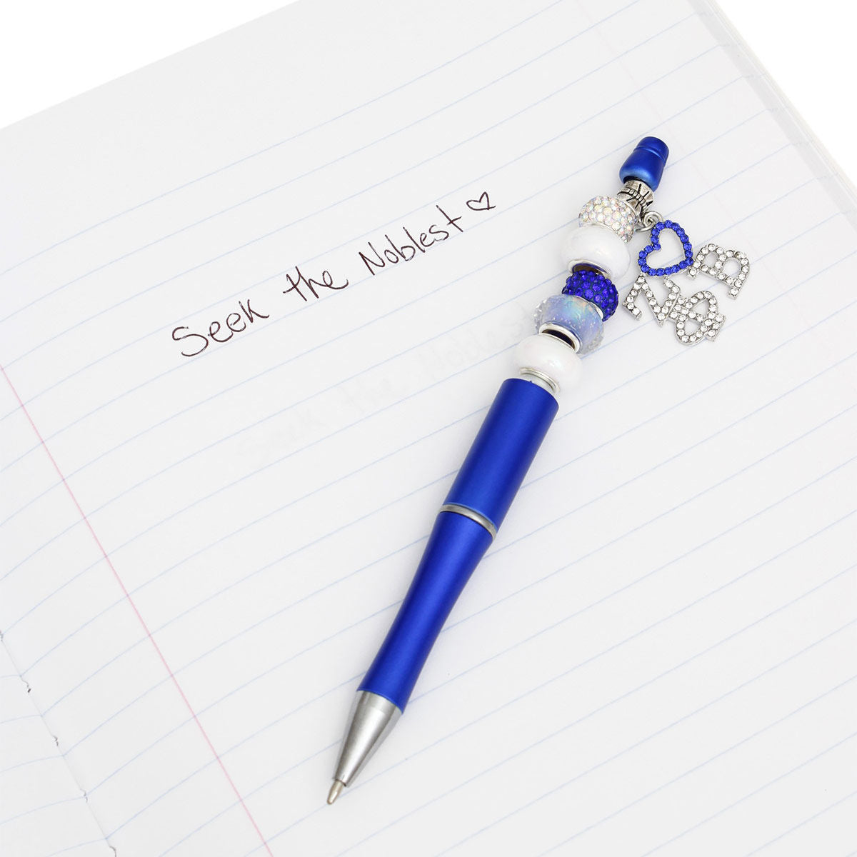 ZPB Sorority Bling Bead and Charm Blue Pen - Premium Zeta Phi Beta Paraphernalia from Pinktown - Just $13! Shop now at chiquestyles