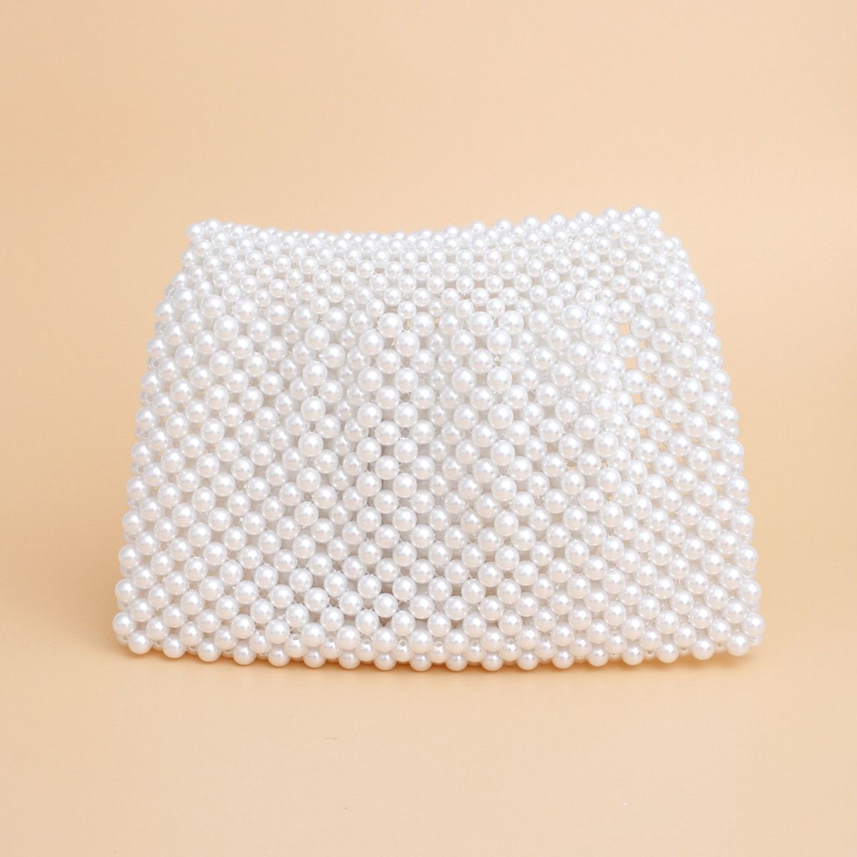 Evening Clutch White Pearl Woven Handmade Flap Bag