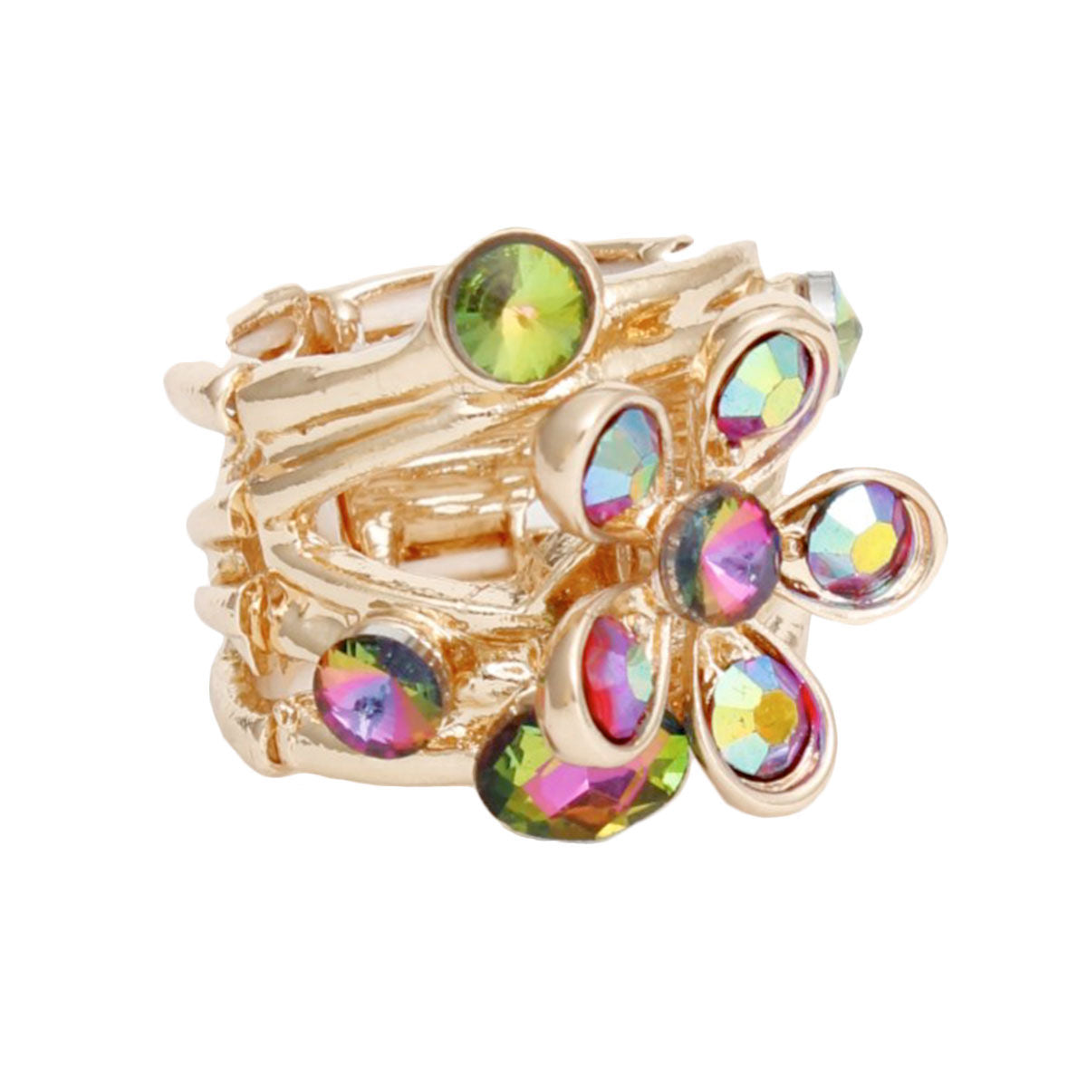 Cocktail Ring Multicolor Flower Gold Branch Women - Premium Wholesale Jewelry from Pinktown - Just $11! Shop now at chiquestyles