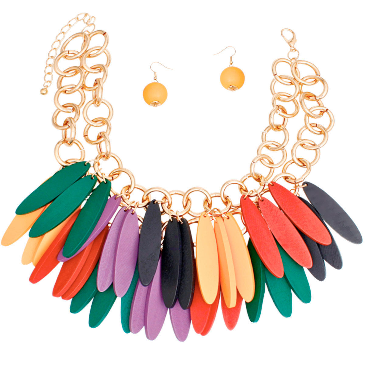 Choker Tribal Multicolor Wood Fringe Layered Set - Premium Wholesale Jewelry from Pinktown - Just $29! Shop now at chiquestyles