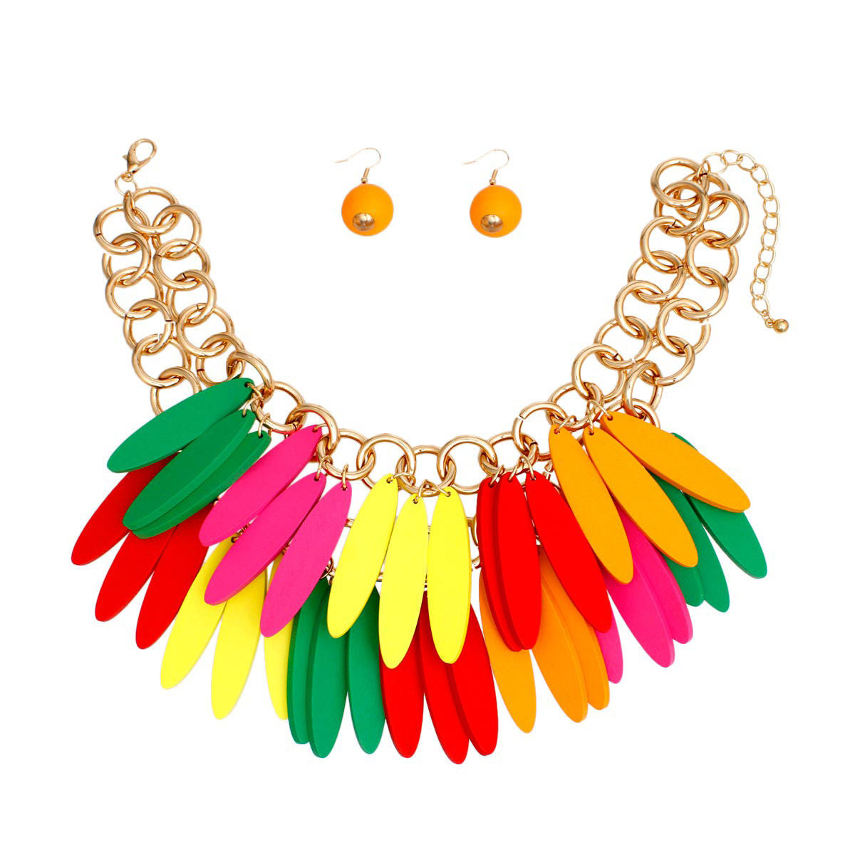 Choker Tribal Rainbow Wood Fringe Layered Set - Premium Wholesale Jewelry from Pinktown - Just $29! Shop now at chiquestyles