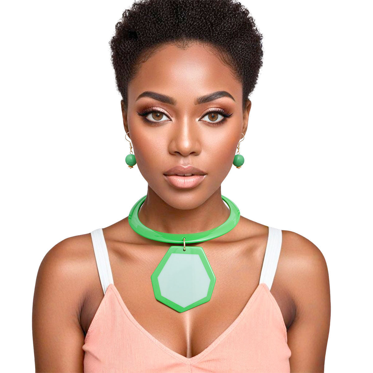 Vintage Vibes: Personalizable Green Geo Pendant - Premium Wholesale Jewelry from Pinktown - Just $14! Shop now at chiquestyles