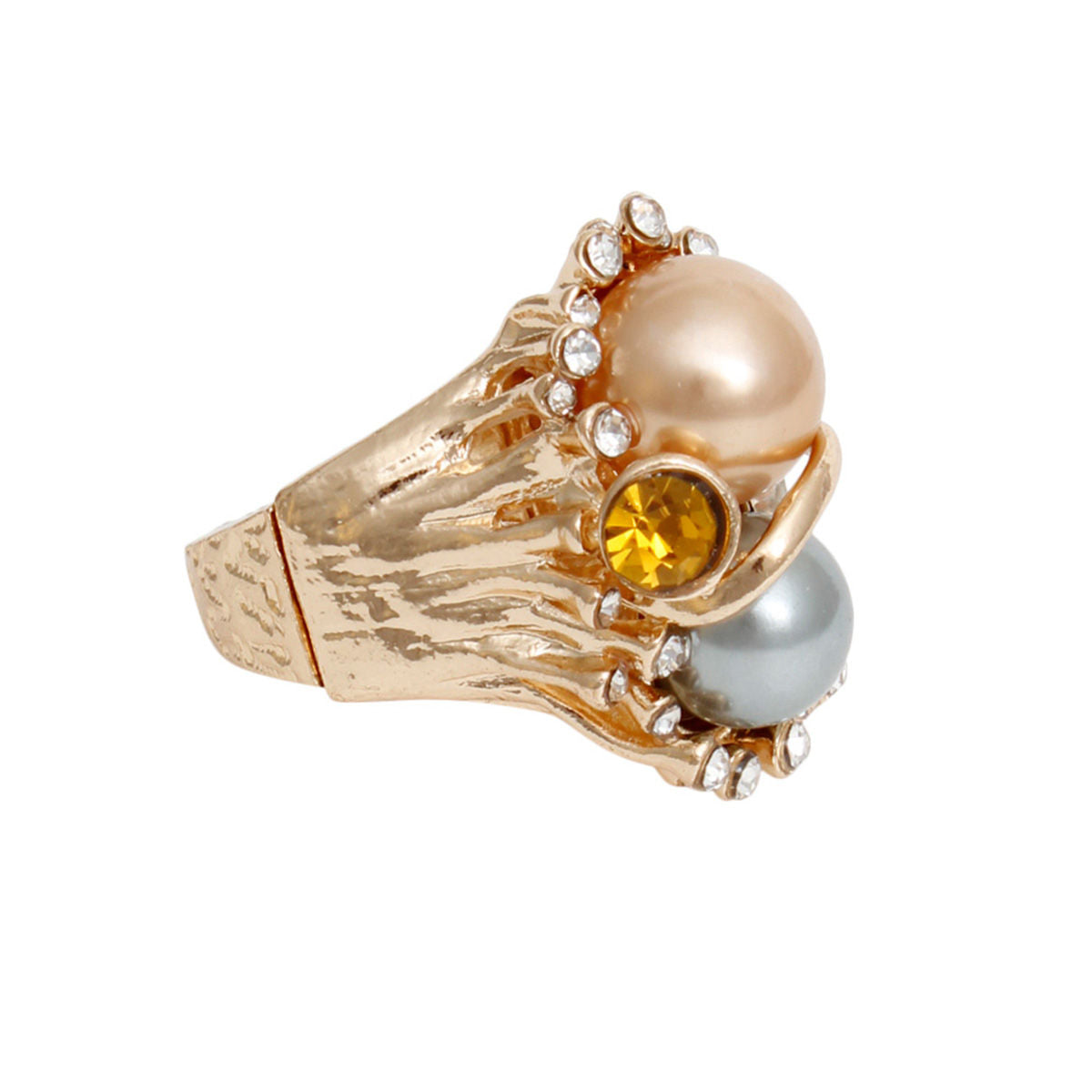 Cocktail Ring Gold Double Colored Pearl for Women - Premium Wholesale Jewelry from Pinktown - Just $12! Shop now at chiquestyles