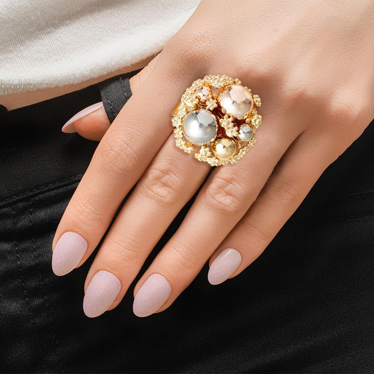 Cocktail Ring Gold Ball Cluster Ring for Women - Premium Wholesale Jewelry from Pinktown - Just $12! Shop now at chiquestyles