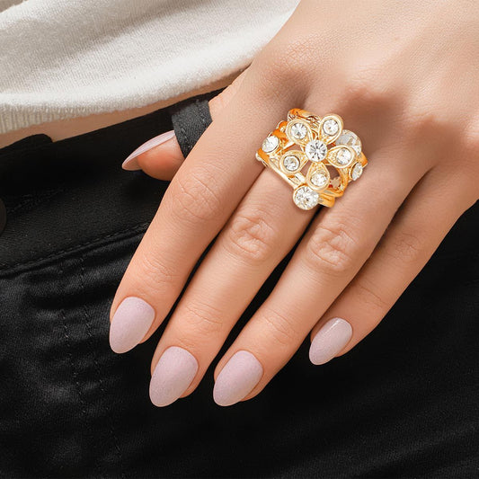 Cocktail Ring Flower Gold Branch Stretch Women - Premium Wholesale Jewelry from Pinktown - Just $11! Shop now at chiquestyles