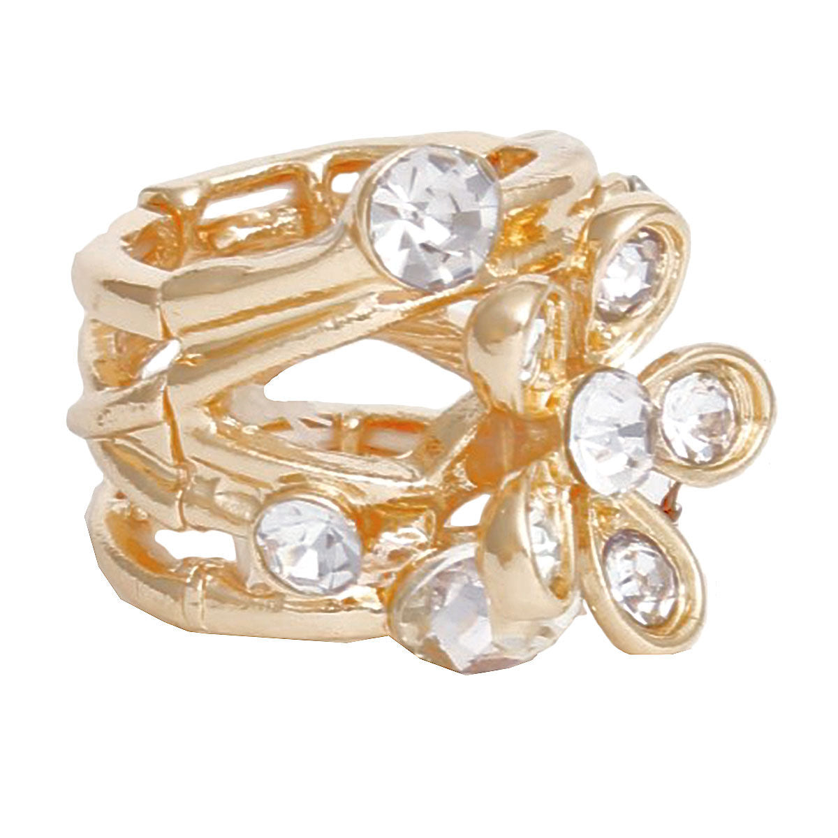 Cocktail Ring Flower Gold Branch Stretch Women - Premium Wholesale Jewelry from Pinktown - Just $11! Shop now at chiquestyles