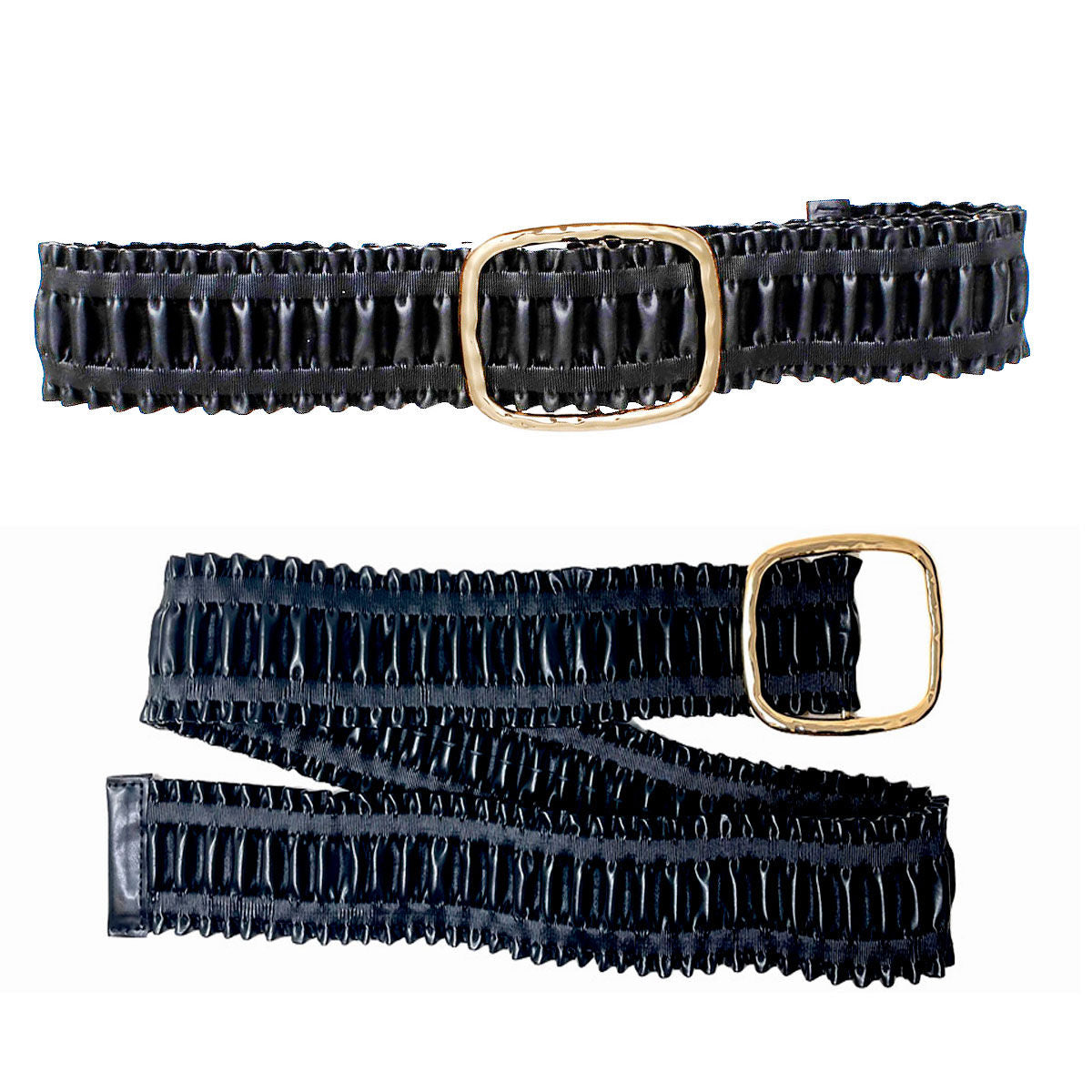 Belt Black Ruffled Wide Stretch for Women - Premium Wholesale Fashion Accessories from Pinktown - Just $16! Shop now at chiquestyles