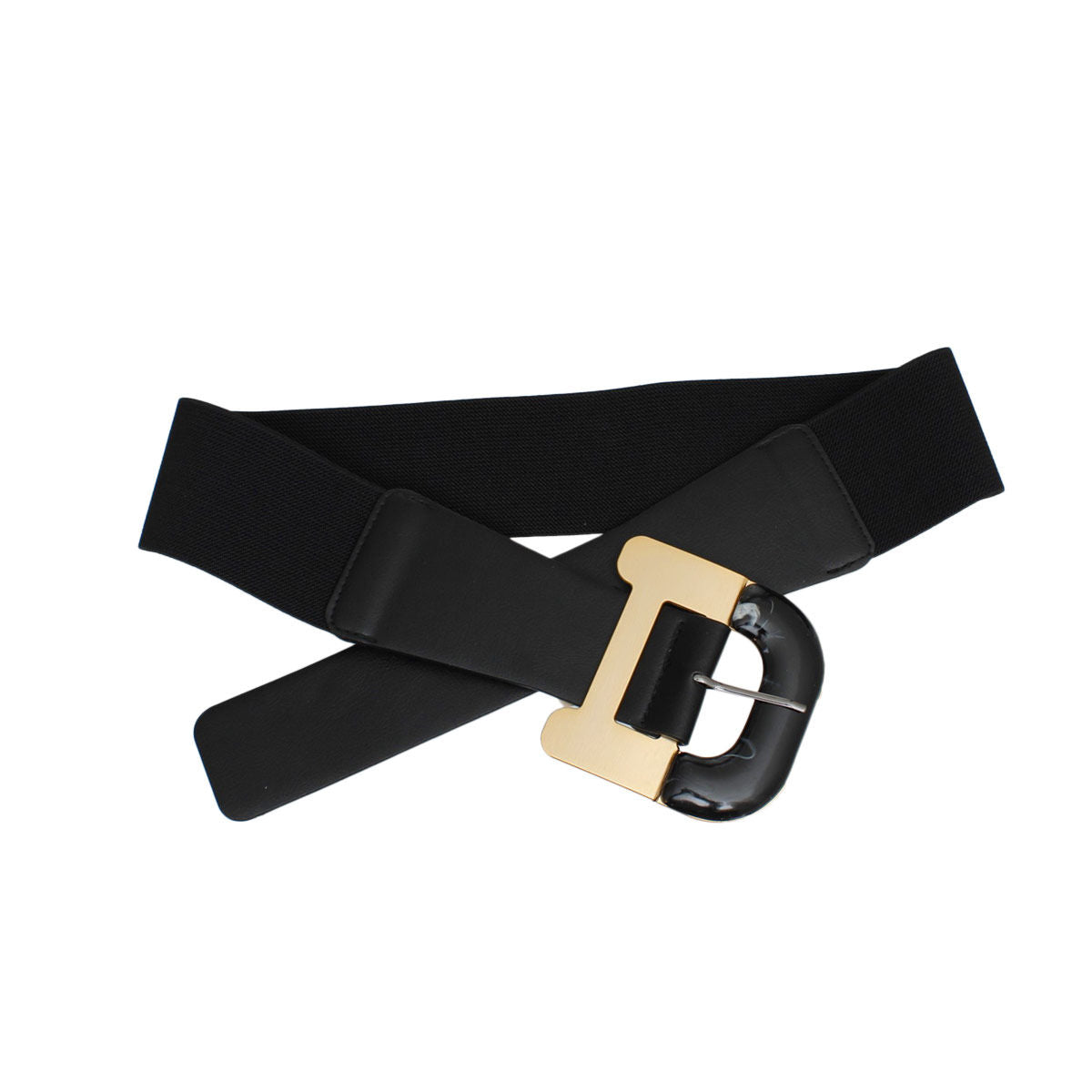 Belt Black Wide Marbled Buckle Stretch for Women - Premium Wholesale Fashion Accessories from Pinktown - Just $16! Shop now at chiquestyles