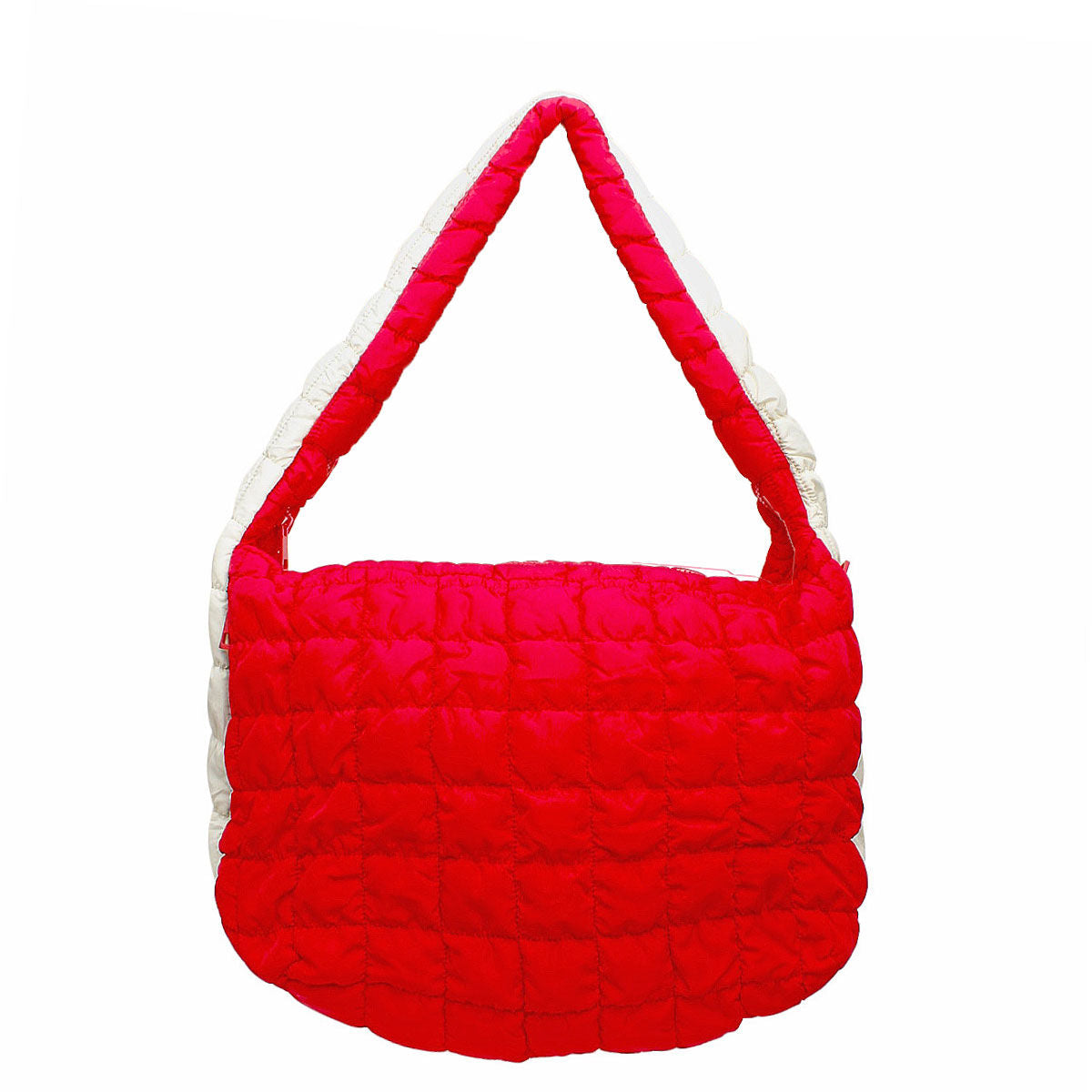 DST Sorority Large Red Ivory Quilted Shoulder Bag