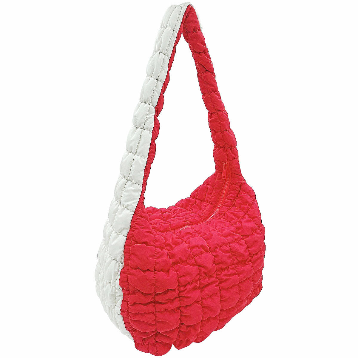 DST Sorority Large Red Ivory Quilted Shoulder Bag