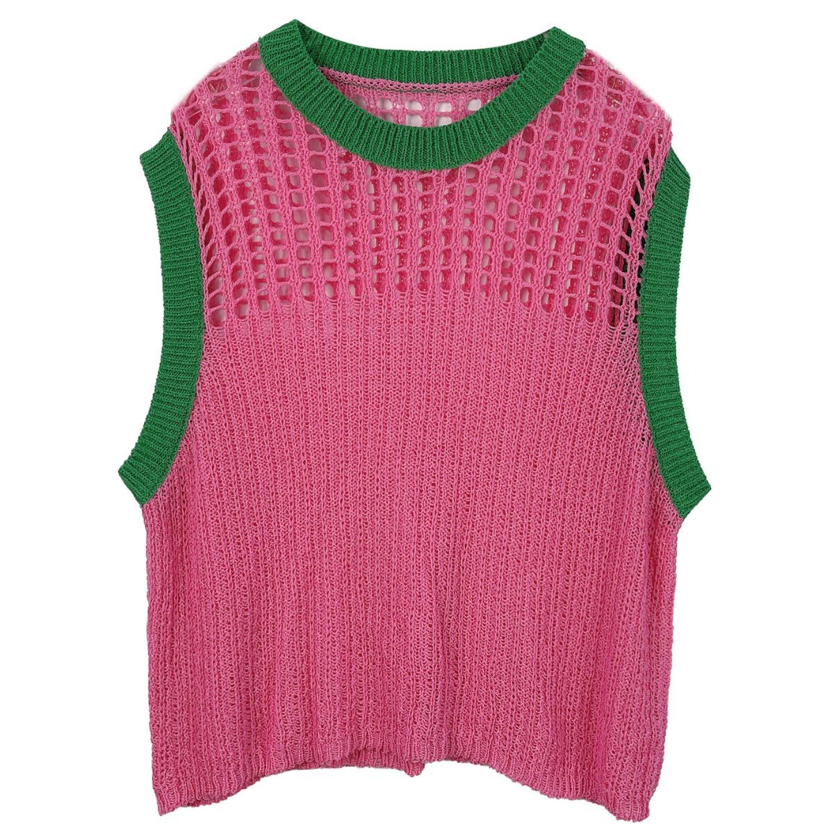 Vest Top Pink and Green Crochet for Women - Premium Wholesale Fashion Accessories from Pinktown - Just $40! Shop now at chiquestyles