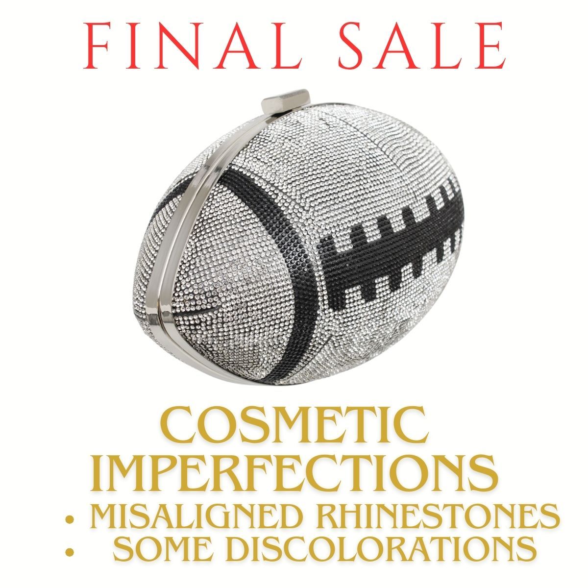 FINAL SALE Silver Football Hardcase Clutch - Premium Wholesale Fashion Accessories from Pinktown - Just $32! Shop now at chiquestyles