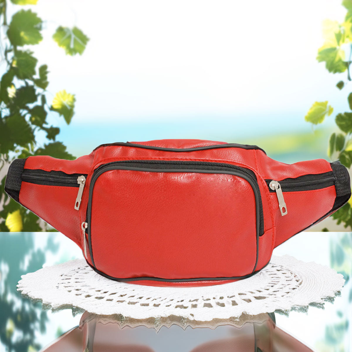 Fanny Pack 80's Red 5 Pocket Waist Bag Women - Premium Wholesale Fashion Accessories from Pinktown - Just $14! Shop now at chiquestyles