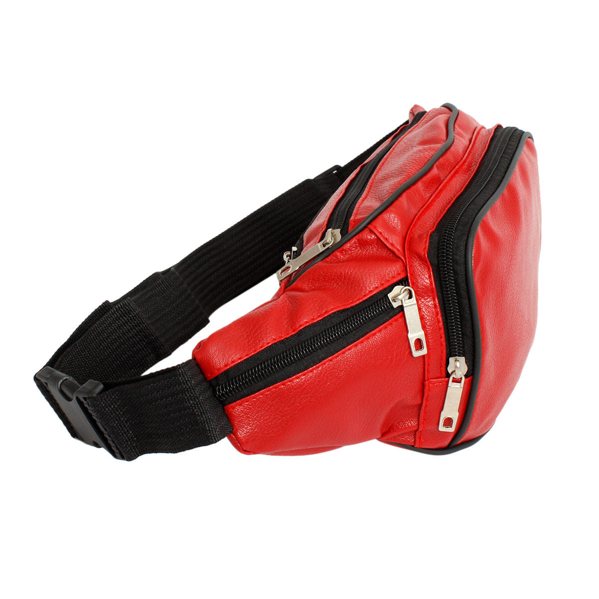 Fanny Pack 80's Red 5 Pocket Waist Bag Women - Premium Wholesale Fashion Accessories from Pinktown - Just $14! Shop now at chiquestyles