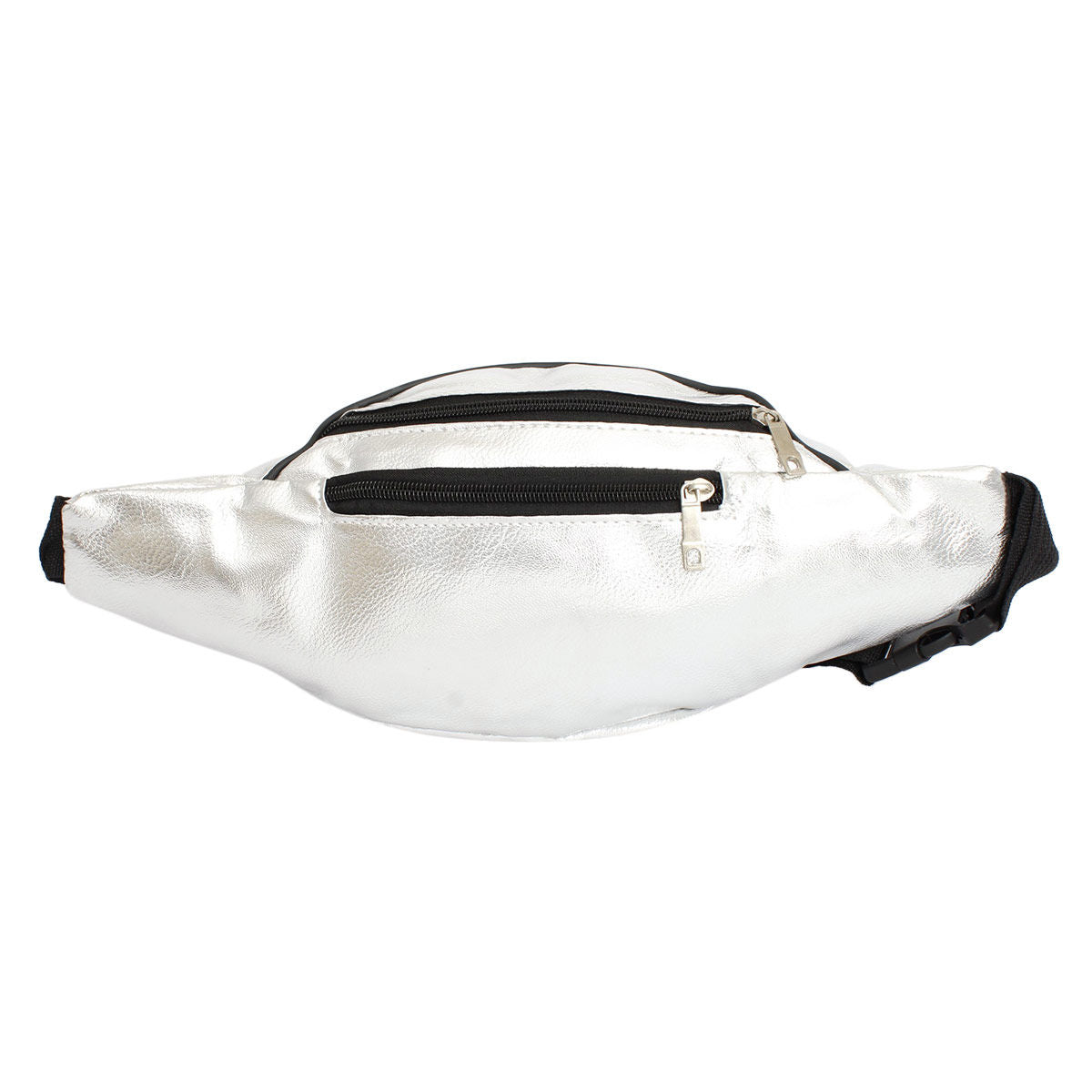 Fanny Pack 80's Silver 5 Pocket Waist Bag Women - Premium Wholesale Fashion Accessories from Pinktown - Just $14! Shop now at chiquestyles