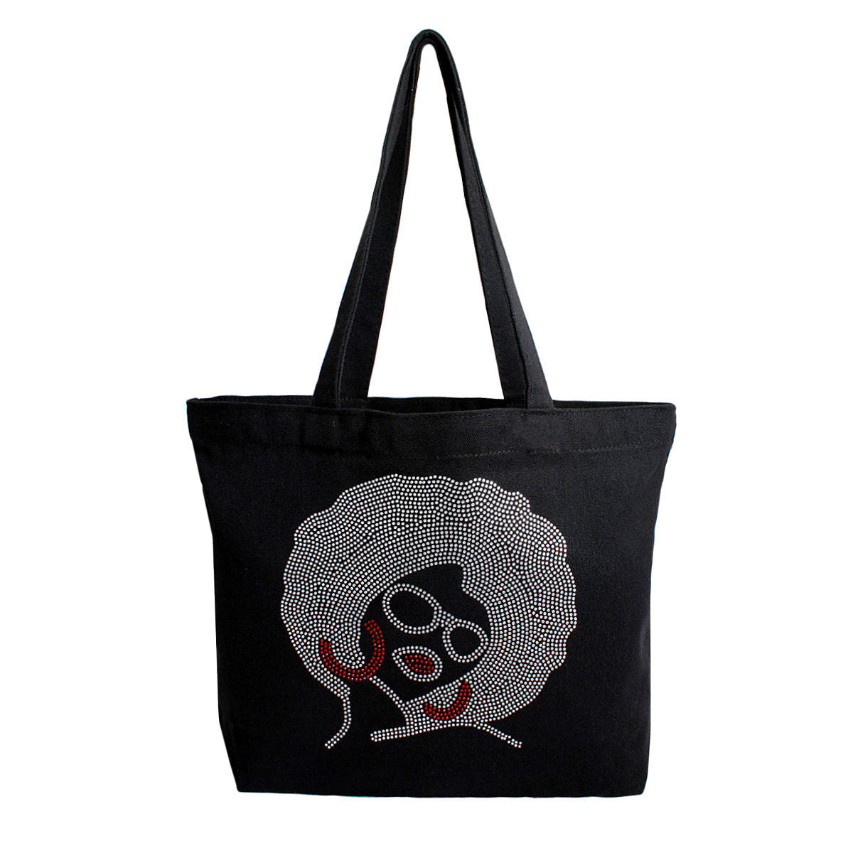 Tote Black Canvas Afro Bling Bag for Women - Premium Wholesale Fashion Accessories from Pinktown - Just $19! Shop now at chiquestyles