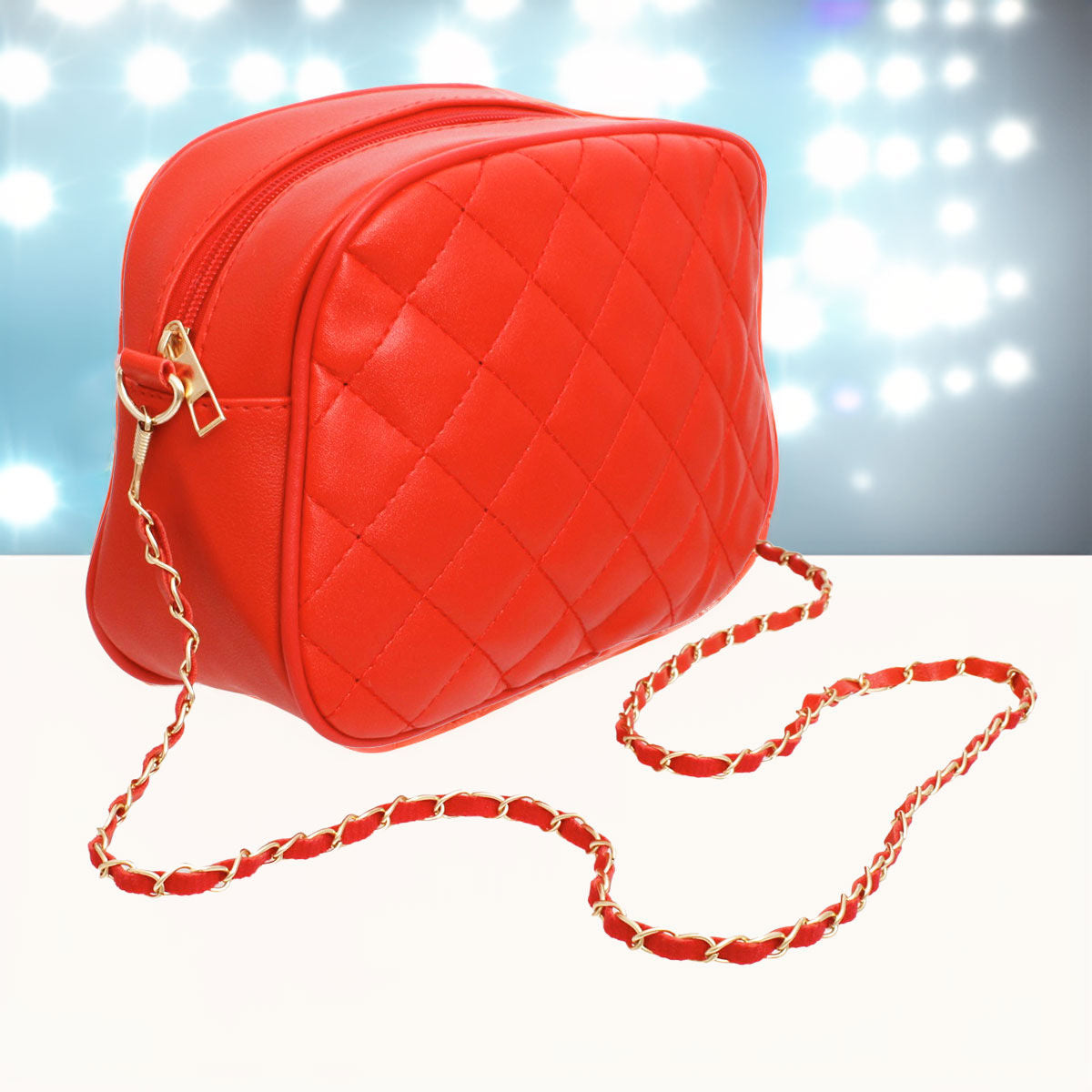 Crossbody Small Red Quilted Chain Strap Bag Women - Premium Wholesale Fashion Accessories from Pinktown - Just $19! Shop now at chiquestyles