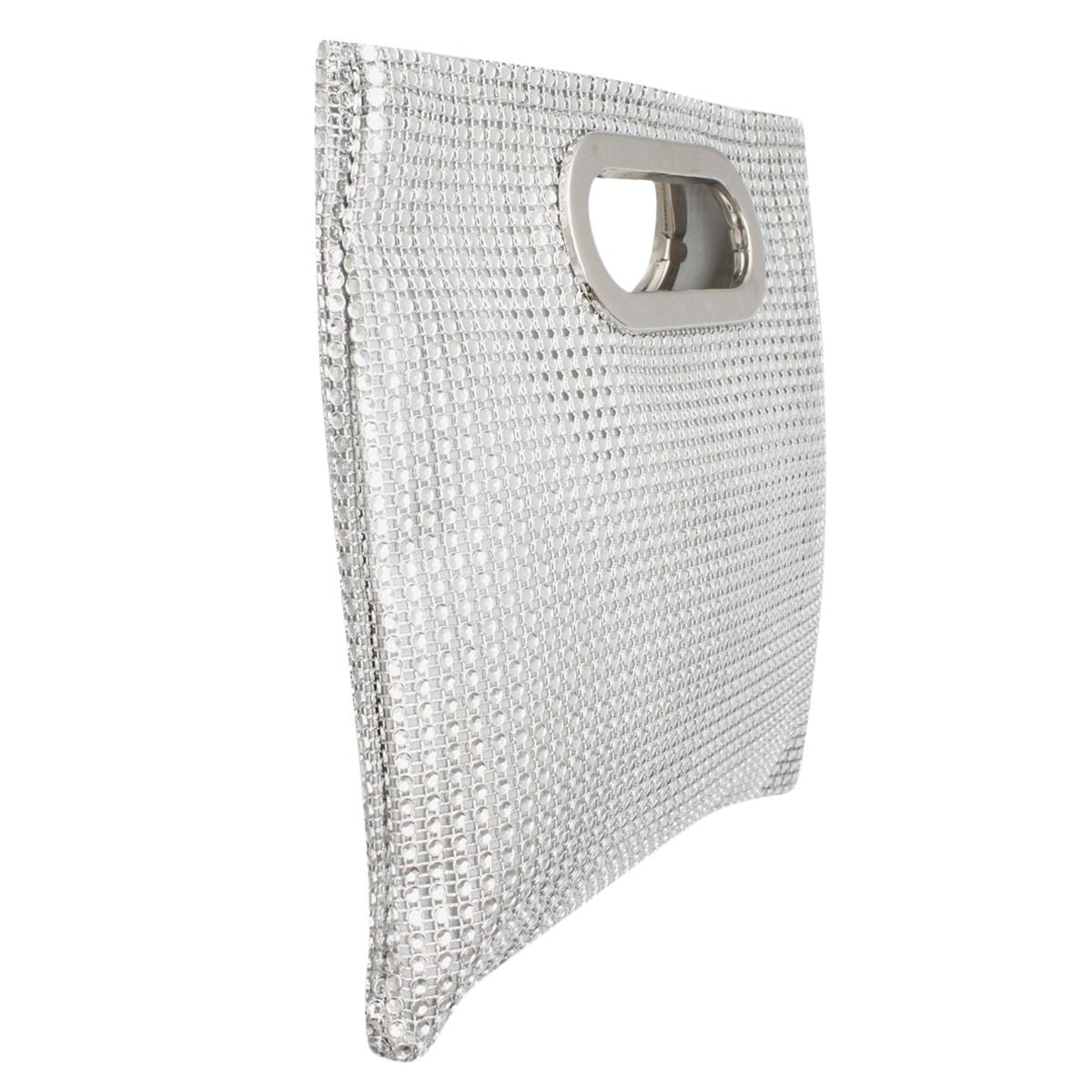 Handbag Silver Rhinestone Mesh Square Clutch Women