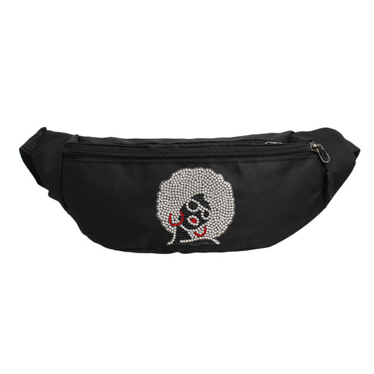 Fanny Pack Black Afro Rhinestone Bag for Women - Premium Wholesale Fashion Accessories from Pinktown - Just $13! Shop now at chiquestyles