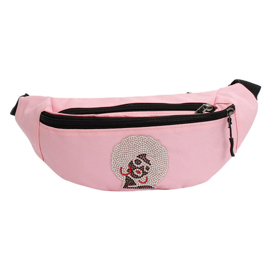 Fanny Pack Pink Afro Rhinestone Bag for Women - Premium Wholesale Fashion Accessories from Pinktown - Just $13! Shop now at chiquestyles