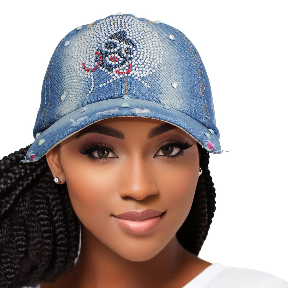 Hat Denim Afro Bling Baseball Cap for Women - Premium Wholesale Fashion Accessories from Pinktown - Just $14! Shop now at chiquestyles