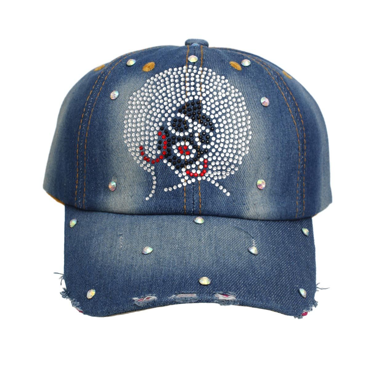 Hat Denim Afro Bling Baseball Cap for Women - Premium Wholesale Fashion Accessories from Pinktown - Just $14! Shop now at chiquestyles