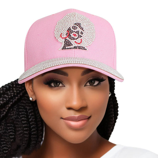 Hat Pink Afro Rhinestone Baseball Cap for Women - Premium Wholesale Fashion Accessories from Pinktown - Just $15! Shop now at chiquestyles