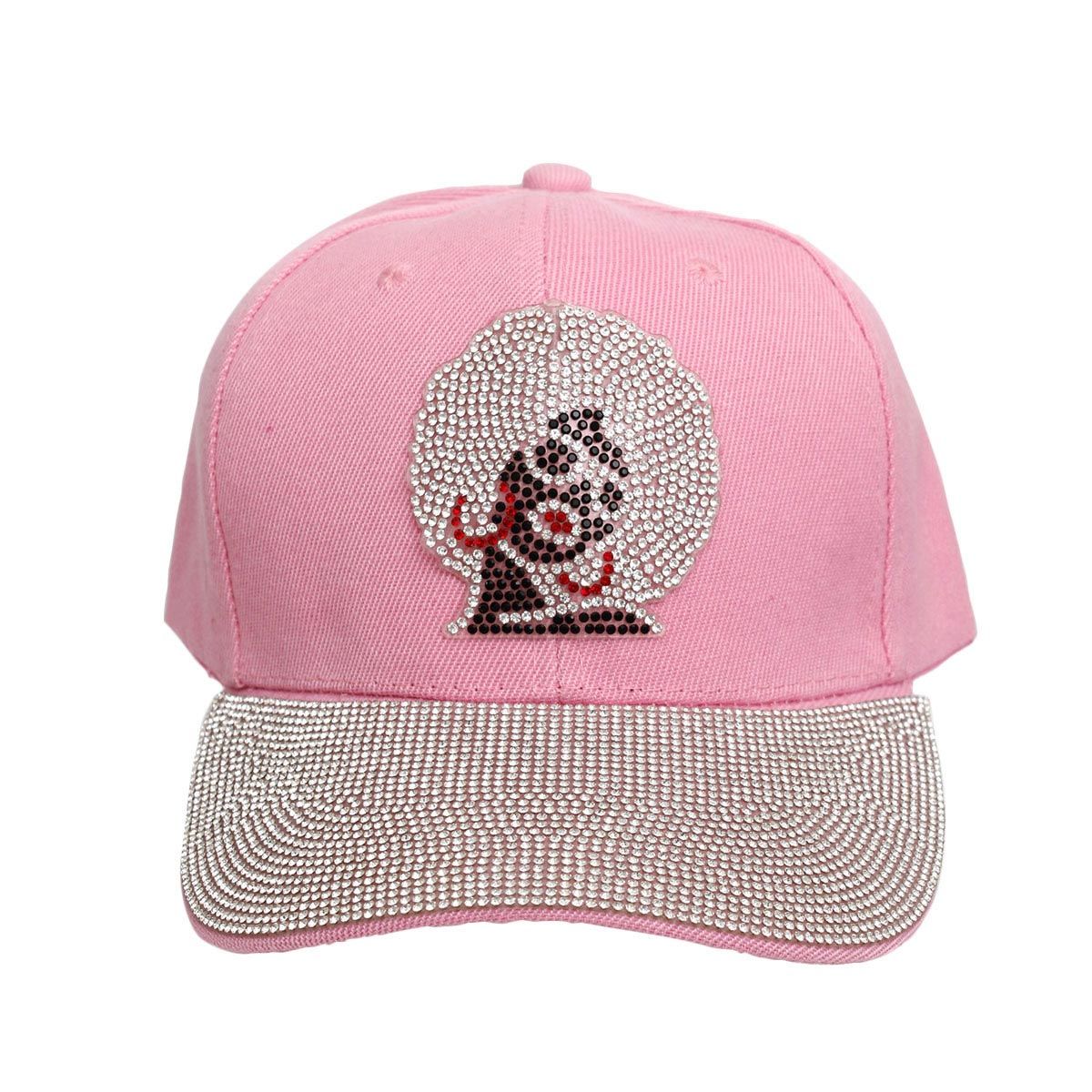 Hat Pink Afro Rhinestone Baseball Cap for Women - Premium Wholesale Fashion Accessories from Pinktown - Just $15! Shop now at chiquestyles