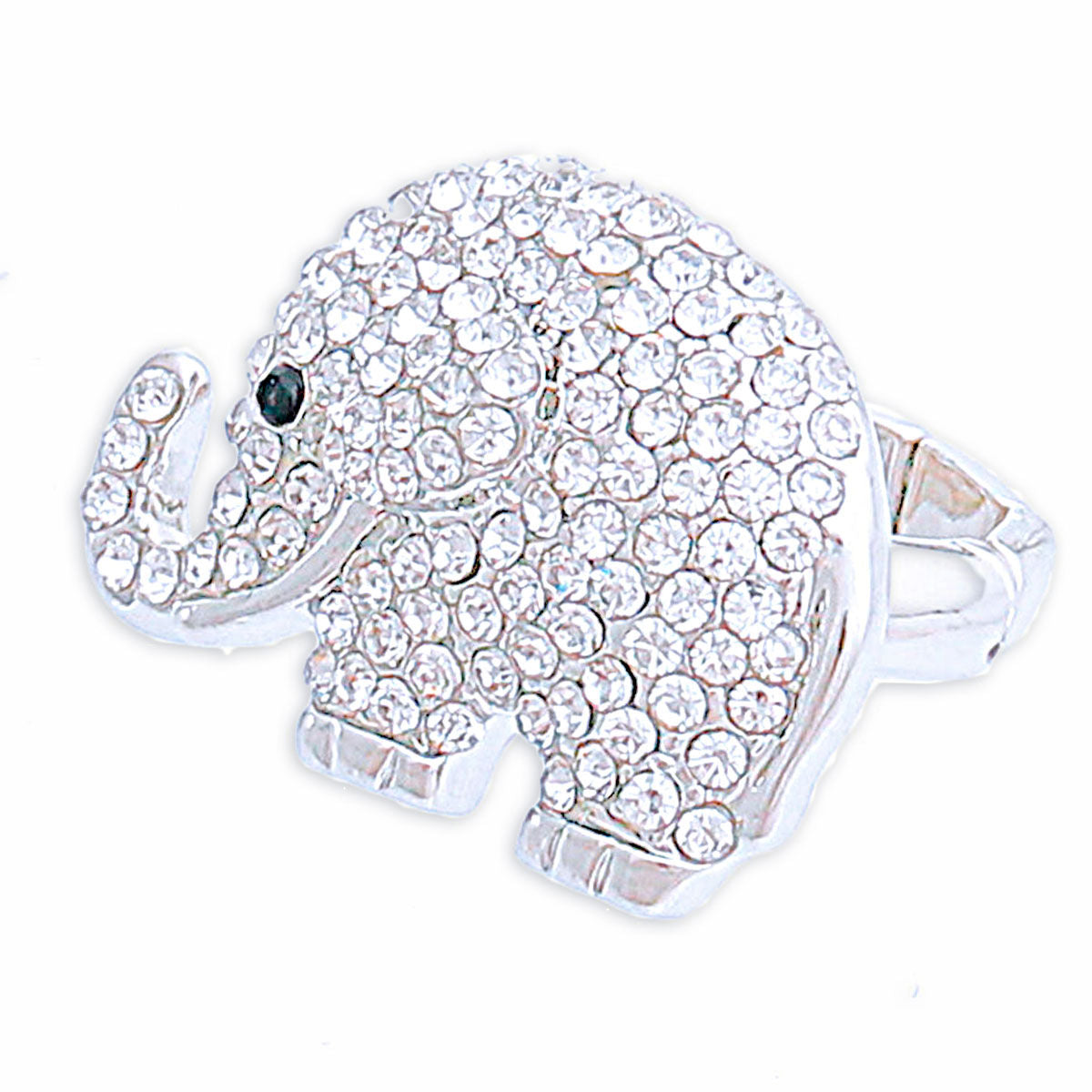 Silver Rhinestone Elephant Ring