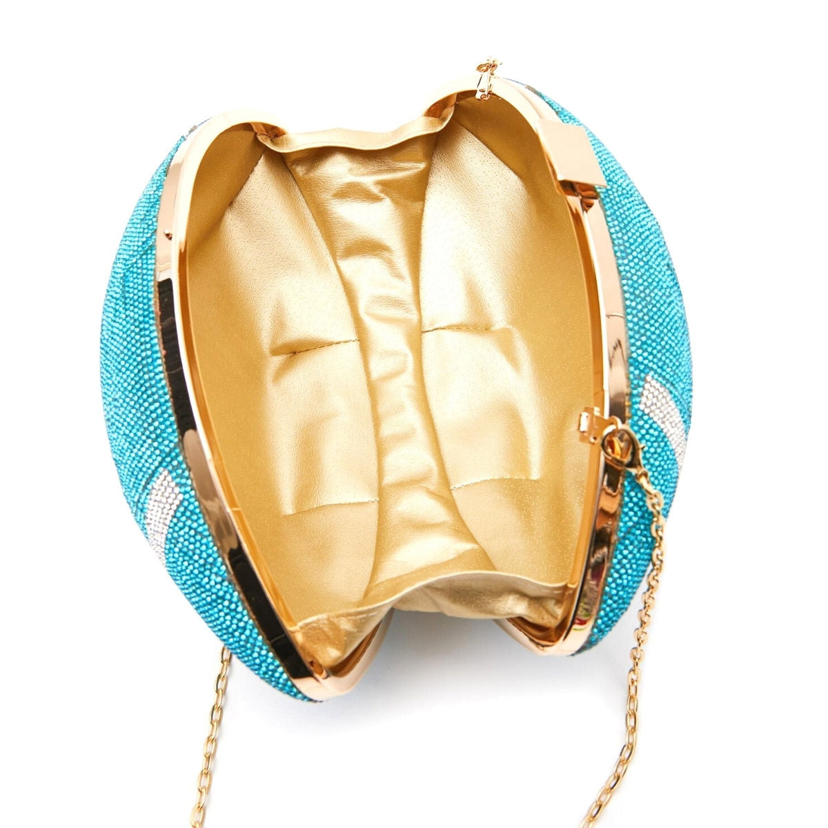 FINAL SALE Turquoise Bling Football Clutch - Premium Wholesale Fashion Accessories from Pinktown - Just $32! Shop now at chiquestyles