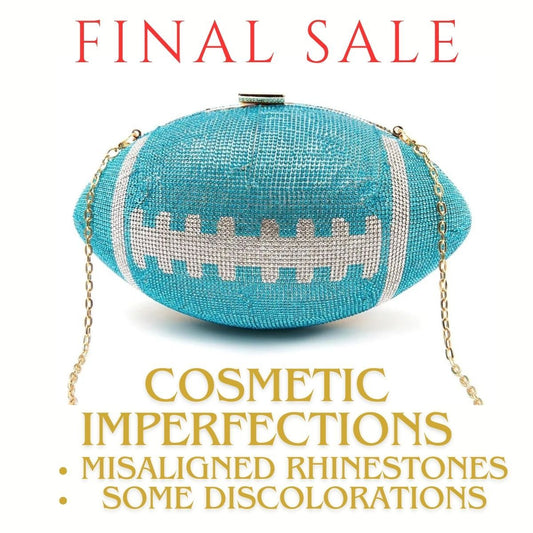 FINAL SALE Turquoise Bling Football Clutch - Premium Wholesale Fashion Accessories from Pinktown - Just $32! Shop now at chiquestyles