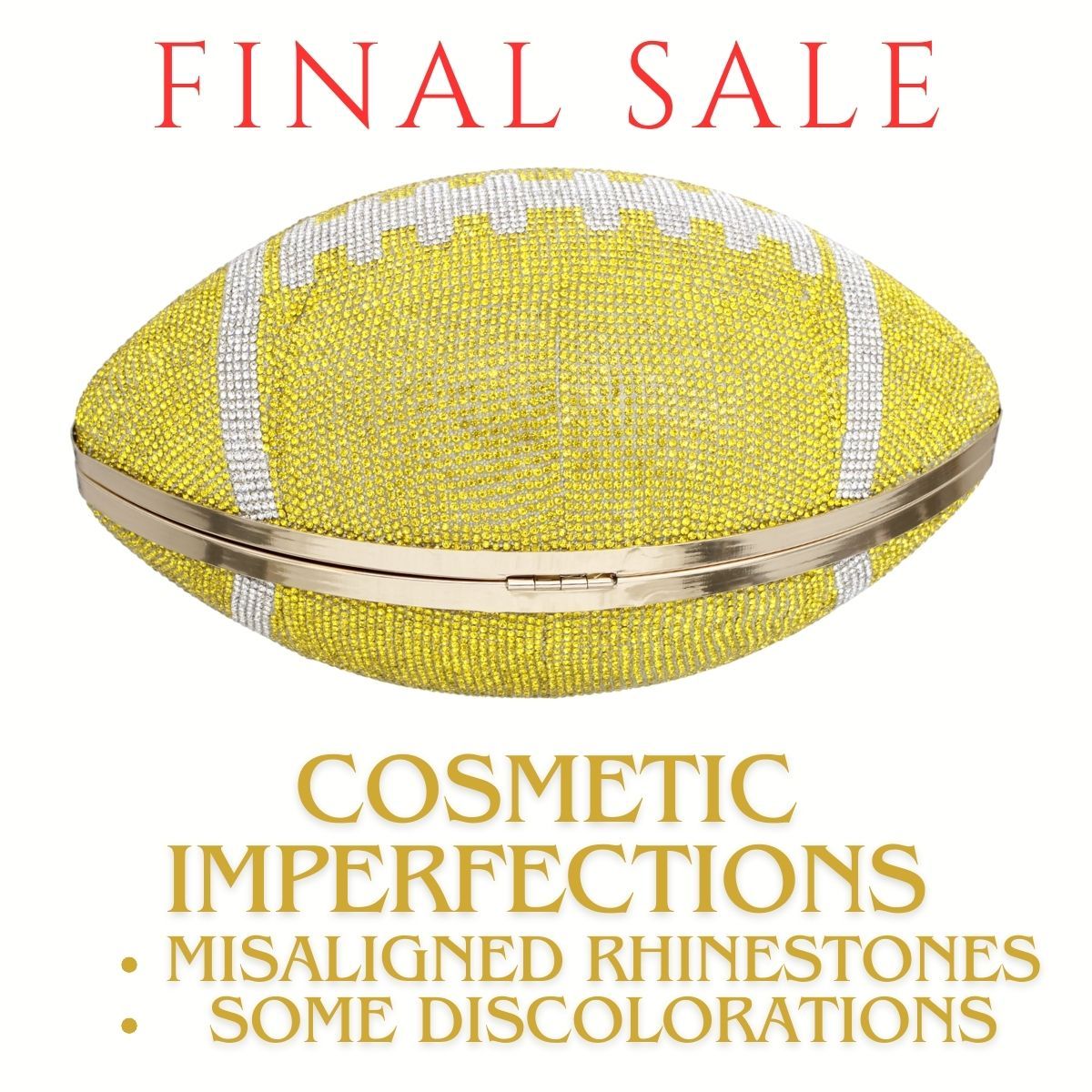 FINAL SALE Yellow Bling Football Clutch - Premium Wholesale Fashion Accessories from Pinktown - Just $32! Shop now at chiquestyles