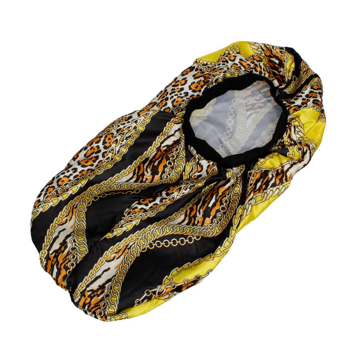 Braids Bonnet Cap Yellow Leopard Print Unisex