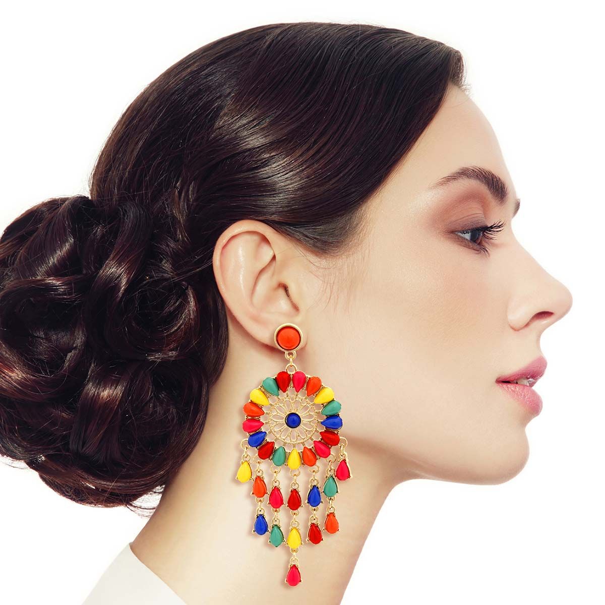 Rainbow Bead Dream Catcher Earrings|3.75 inches - Premium Wholesale Jewelry from Pinktown - Just $15! Shop now at chiquestyles