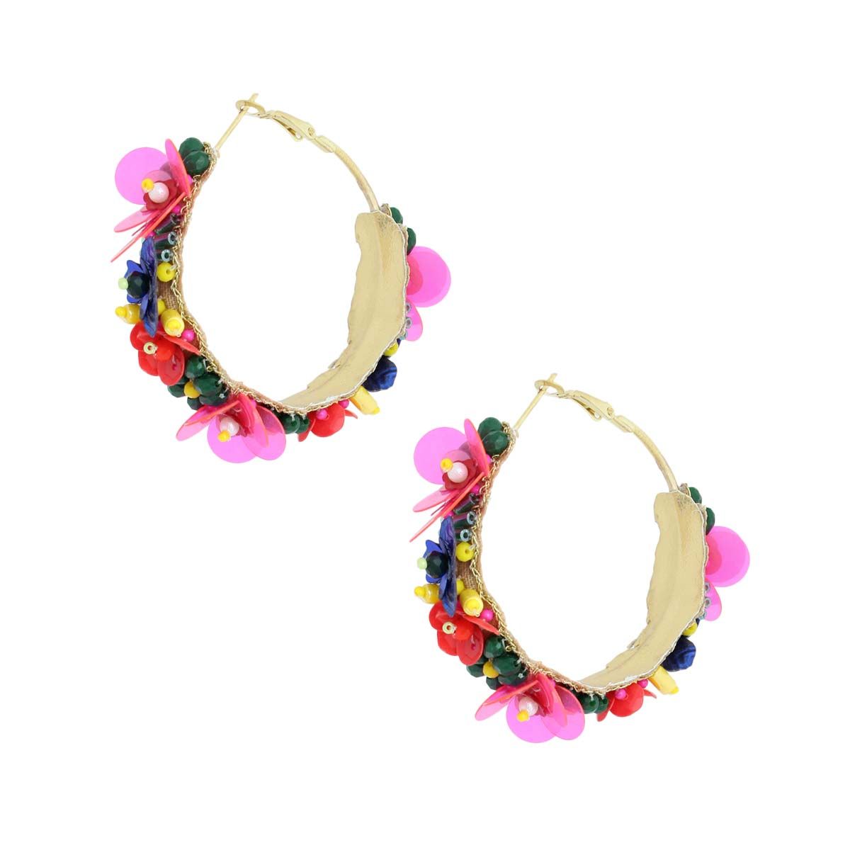 Assorted Flower Covered Hoops|1.75 inches - Premium Wholesale Jewelry from Pinktown - Just $21! Shop now at chiquestyles