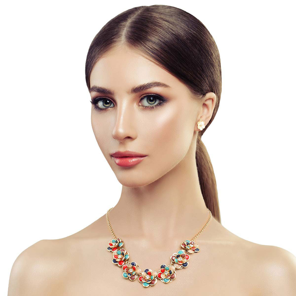 Multi Beaded 3D Flower Collar Set|18 inches - Premium Wholesale Jewelry from Pinktown - Just $16! Shop now at chiquestyles