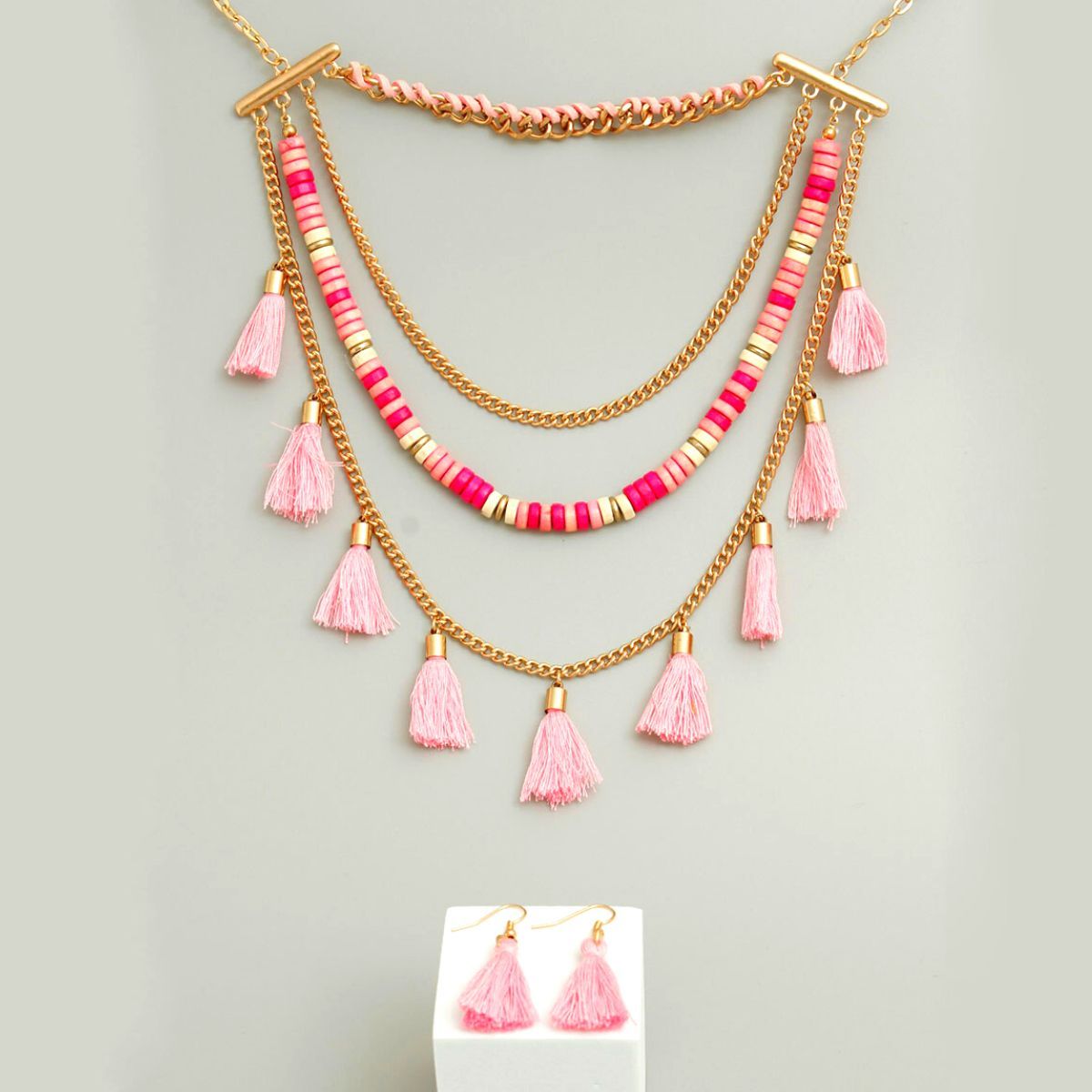 Yarn Tassel Necklace Set|18 inches - Premium Wholesale Jewelry from Pinktown - Just $12! Shop now at chiquestyles