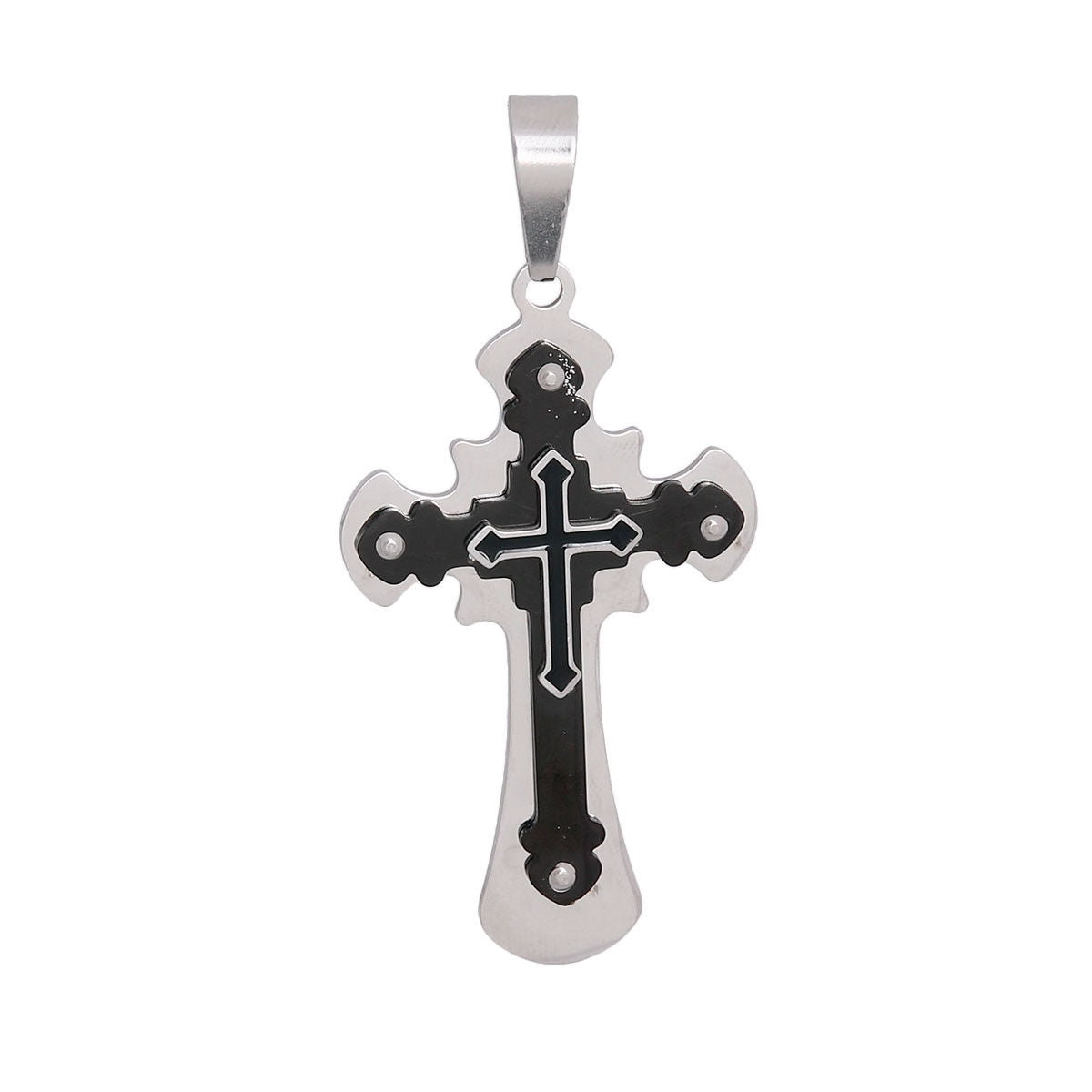 Black Stainless Steel Cross Pendant|3 x 1.5 inches - Premium Wholesale Jewelry from Pinktown - Just $14! Shop now at chiquestyles