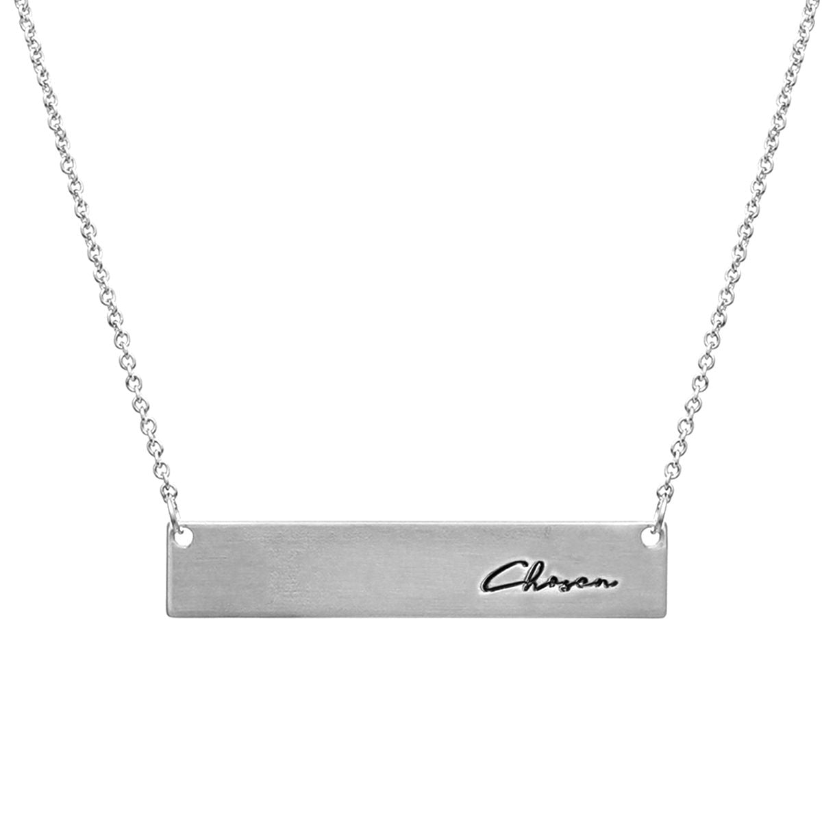 Silver Script Chosen Plate Necklace|16 + 3 inches - Premium Wholesale Jewelry from Pinktown - Just $7! Shop now at chiquestyles