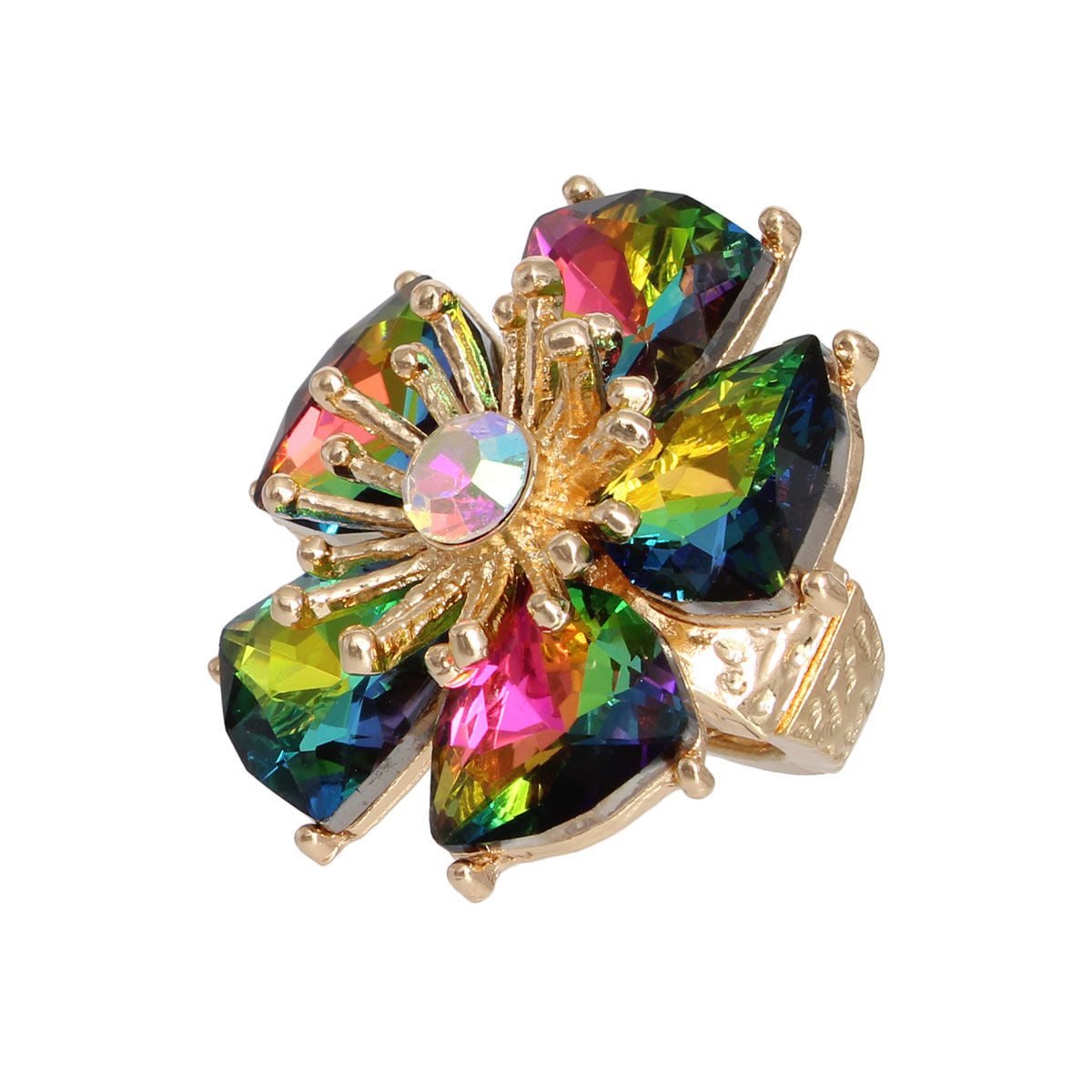 Pink Green Daisy Crystal Ring|Stretch to Fit - Premium Wholesale Jewelry from Pinktown - Just $14! Shop now at chiquestyles