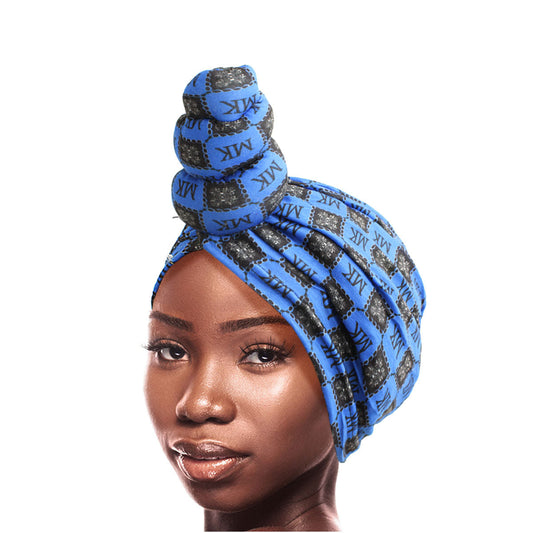 Blue MK Tall Twist Knot Turban|Stretch to Fit - Premium Wholesale Fashion Accessories from Pinktown - Just $7! Shop now at chiquestyles