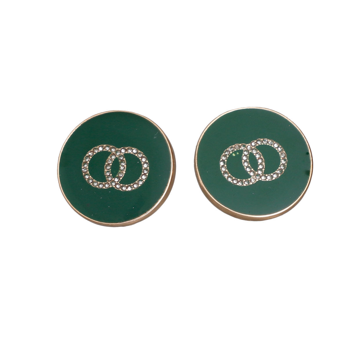 Green and Gold Designer Flat Studs|1 inch - Premium Wholesale Jewelry from Pinktown - Just $10! Shop now at chiquestyles