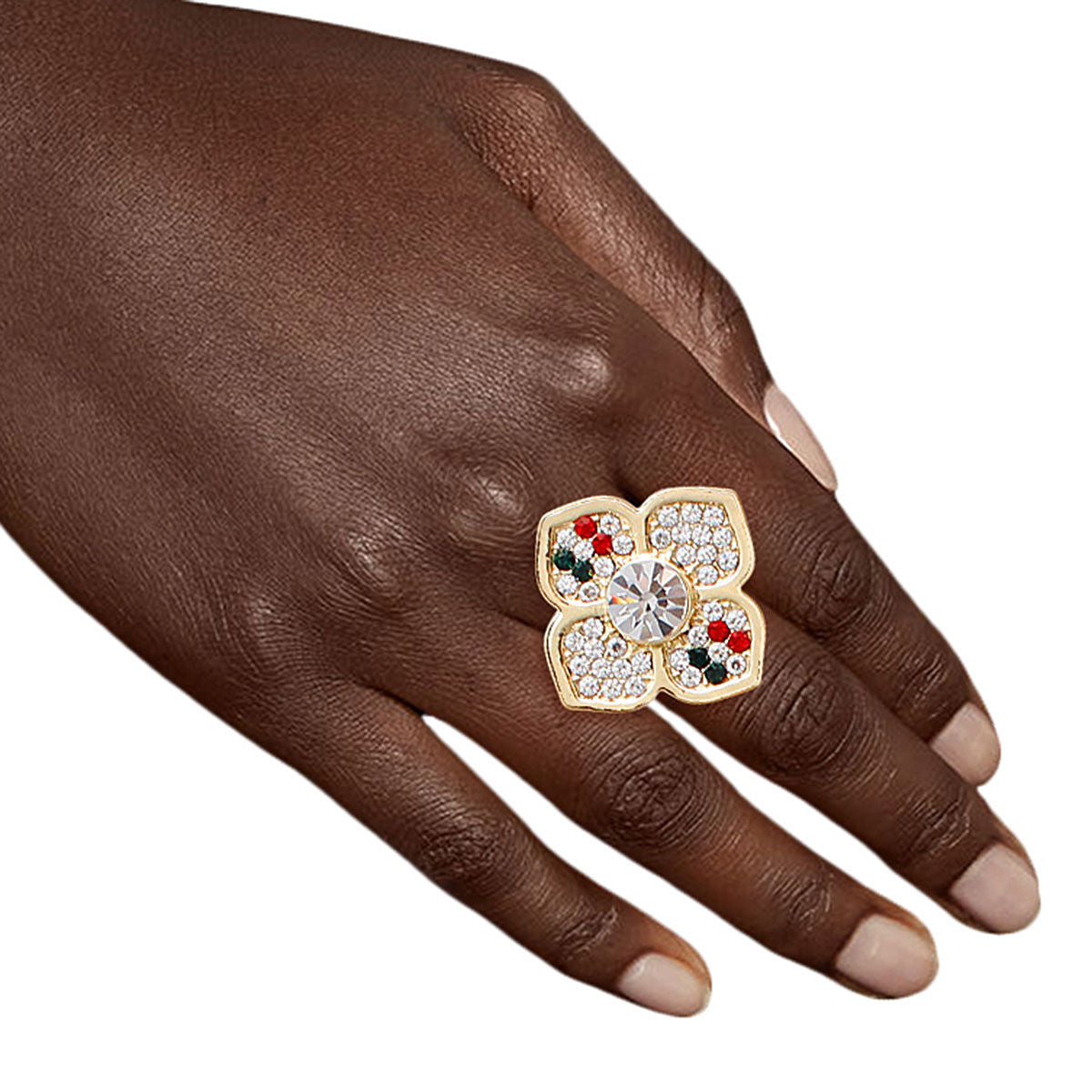 Striped Luxury French Designer Flower Ring|Stretch to Fit - Premium Wholesale Jewelry from Pinktown - Just $9! Shop now at chiquestyles